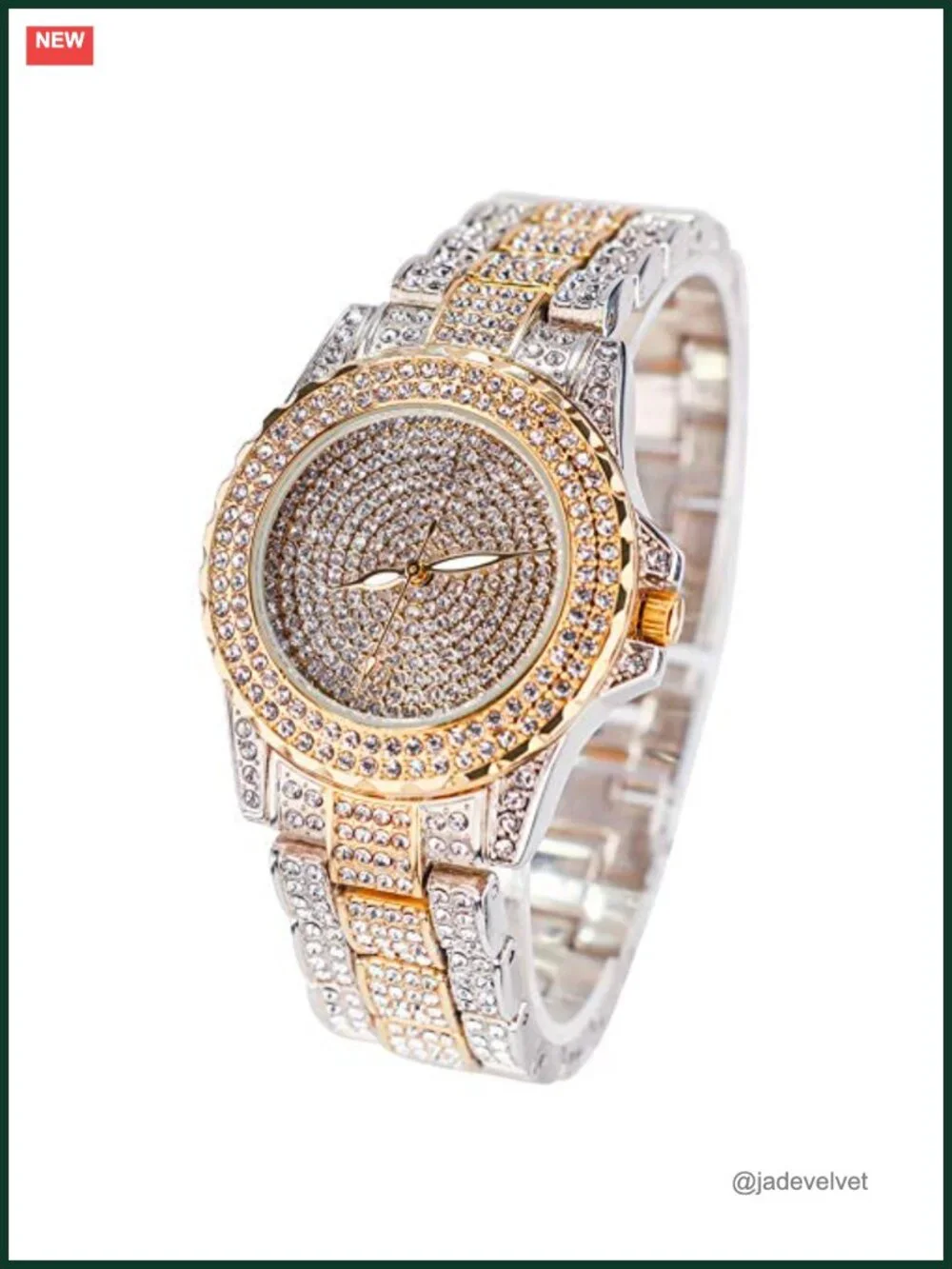 Luxury Crystal Rhinestone Stainless Steel Wristwatch with Japan Quartz Movement